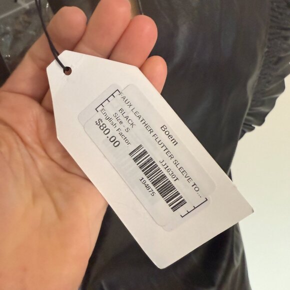 NWT English Factory Faux Leather Top with Statement Sleeves Ruffles Size S - Picture 6 of 9